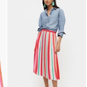 J. Crew Watermelon Stripe Pleat Skirt